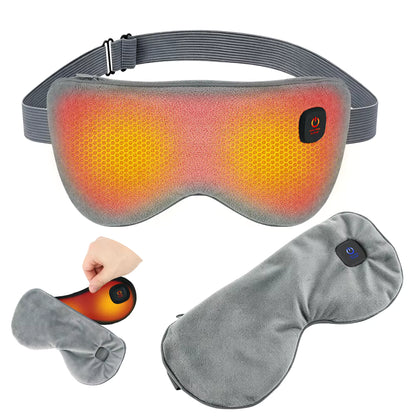 Cordless Heated Eye Mask with 4-Level Temperature Control & 1000mAh Rechargeable Battery – Lightweight Sleep Eyeshade for Eye Fatigue & Dark Circles