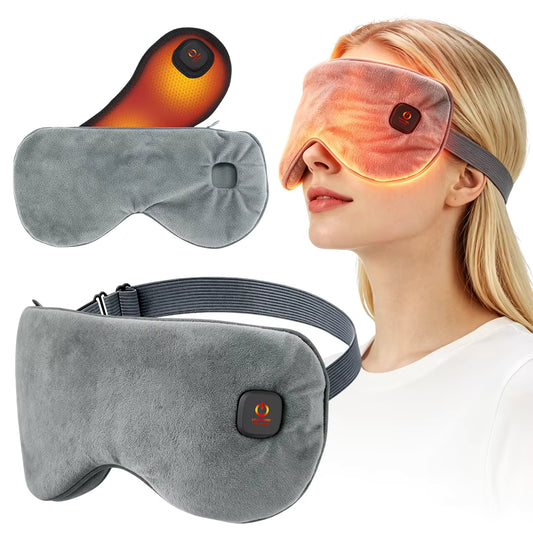 Cordless Heated Eye Mask with 4-Level Temperature Control & 1000mAh Rechargeable Battery – Lightweight Sleep Eyeshade for Eye Fatigue & Dark Circles